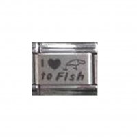I love to fish - plain laser 9mm Italian charm