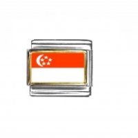 Flag - Singapore photo enamel 9mm Italian charm