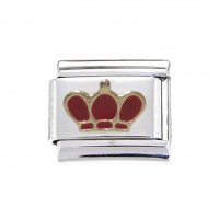 Red and Gold Crown - 9mm Italian charm