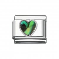 Mother of pearl heart - enamel 9mm Italian charm