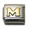 Gold colour Letter M - 9mm Italian charm
