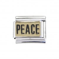 Peace in black on gold enamel - 9mm Italian charm