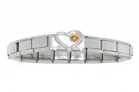 Small Open Heart link bracelet 9mm Italian charm - November