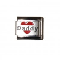 Daddy in red heart - laser 9mm Italian charm