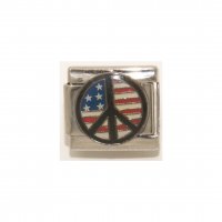 USA Flag Peace Symbol enamel - 9mm Italian charm