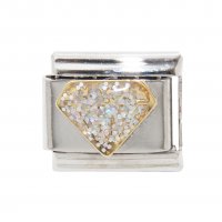 Diamond shape sparkly charm - 9mm Italian charm