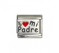 Yo Mi Padre - red heart laser 9mm Italian charm