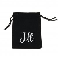 Medium black velveteen gift bag with personalised name