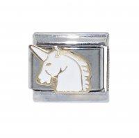Unicorn white - enamel 9mm Italian charm