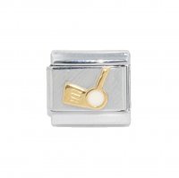 Golf club and ball (b) - 9mm enamel Italian Charm