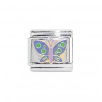 Purple and green butterfly - 9mm enamel Italian charm