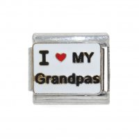 I Love My Grandpas on white background 9mm Italian Charm