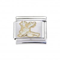 White Reindeer enamel - Christmas - 9mm Italian Charm