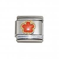 Orange sparkly flower - 9mm Italian charm