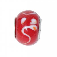 EB50 - Glass bead - Red and white - European bead charm