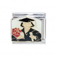 Graduation girl enamel - 9mm classic Italian charm