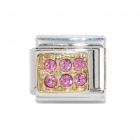 Pink rhinestone rectangle - Italian Charm