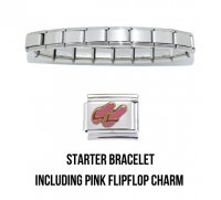 18 link shiny bracelet including Pink Flipflops charm