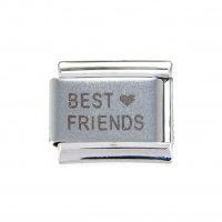 Best friends with heart plain laser - 9mm Italian charm