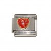 Sparkly Red heart - 9mm Italian charm