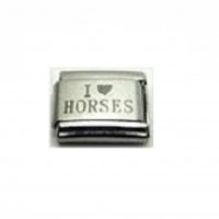 I love horses (b) - plain laser 9mm Italian charm