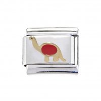 Dinosaur red and gold - enamel 9mm Italian charm