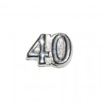 40 silvertone birthday 10mm floating charm