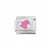 Triple Pink Hearts - 9mm enamel Italian charm