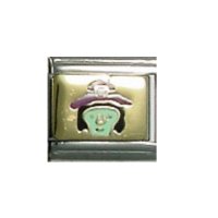 Witch green face - enamel 9mm Italian charm