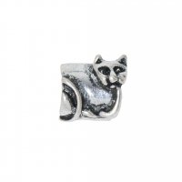 EB29 - Silvertone cat bead - European bead charm