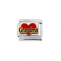 Grandma - red heart - enamel 9mm Italian charm