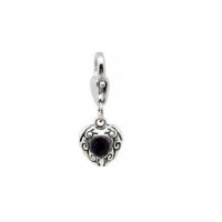 Clip on charm - Birthstone Heart dangle - February