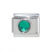 May small Circle Birthstone - Emerald 9mm Italian charm