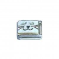 Full White Cat Face - 9mm Enamel Italian charm