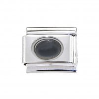 Black oval stone - 9mm Italian Charm