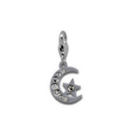 Rhinestone moon and star - clip on charm