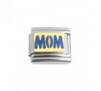 Mom in blue on gold background - 9mm Enamel Italian charm