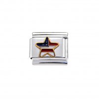 Flag - USA star enamel 9mm Italian charm