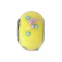 EB57 - Glass bead - Yellow pink and green -European bead charm