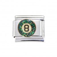 Sparkly Magic Eight Ball - enamel 9mm Italian charm