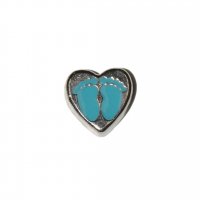 Baby blue feet on heart 8mm floating locket charm