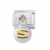 Dangle letter - S - 9mm classic Italian charm