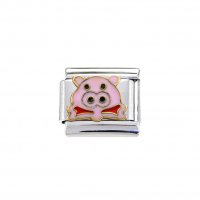 Piggie face - enamel 9mm Italian charm