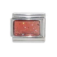 Sparkly rectangle birthmonth - July ruby 9mm Italian charm