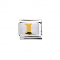 Gold colour Letter I - 9mm Italian charm