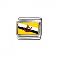 Flag - Brunei photo enamel 9mm Italian charm