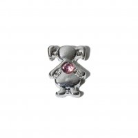 Silvertone little girl with PINK stone 8mm floating charm