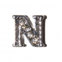 N Letter with stones - floating locket charm