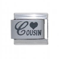 Cousin with heart (a) - laser 9mm Italian charm