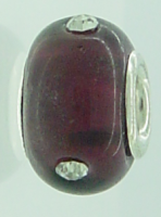 EB335 - Purple bead with clear rhinestones